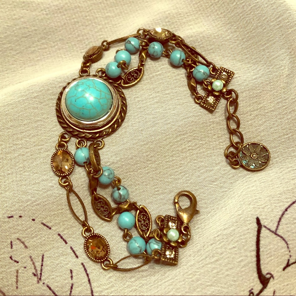 Beautiful Gingersnaps Turquoise & Bronze Bracelet